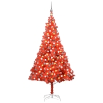 Set Albero Natale Artificiale LED e Palline Rosso 210 cm PVC