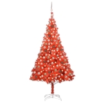 Set Albero Natale Artificiale LED e Palline Rosso 210 cm PVC