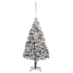 Set Albero Natale Artificiale LED e Palline Verde 210 cm PVC