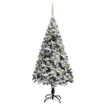 Set Albero Natale Artificiale LED e Palline Verde 210 cm PVC