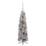 Set Albero Natale Artificiale Sottile LED e Palline Verde 150cm