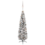 Set Albero Natale Artificiale Sottile LED e Palline Verde 240cm