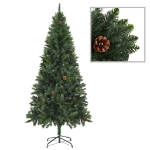 Albero di Natale Preilluminato con Palline Verde 210 cm