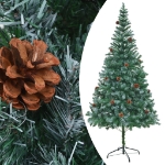 Albero di Natale Artificiale con Set Palline LED e Pigne 210 cm