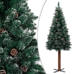 Albero Natale Artificiale Sottile LED e Palline Verde 180 cm