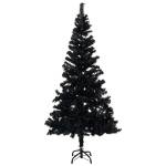 Albero di Natale Preilluminato con Palline Nero 120 cm PVC