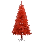 Set Albero Natale Artificiale con LED e Palline Rosso 150cm PVC