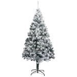 Albero di Natale Preilluminato con Palline Verde 180 cm PVC