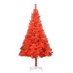 Albero di Natale Preilluminato con Palline Rosso 210 cm PVC