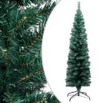 Set Albero Natale Artificiale Sottile LED e Palline Verde 120cm