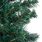 Albero di Natale Sottile Preilluminato con Palline Verde 180 cm