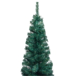 Set Albero Natale Artificiale Sottile LED e Palline Verde 180cm