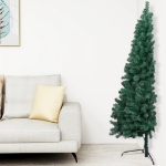 Set Albero Natale Artificiale a Metà LED e Palline Verde 120 cm