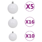 Set Albero Natale Artificiale con LED Palline e Pigne 210 cm