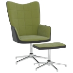 Poltrona Relax con Poggiapiedi Verde Chiaro in Velluto e PVC