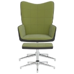 Poltrona Relax con Poggiapiedi Verde Chiaro in Velluto e PVC