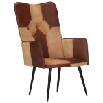 Poltrona Wingback Marrone in Vera Pelle