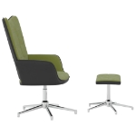 Poltrona Relax con Poggiapiedi Verde Chiaro in Velluto e PVC