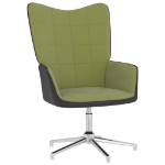 Poltrona Relax con Poggiapiedi Verde Chiaro in Velluto e PVC