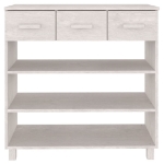 Tavolo Consolle Bianco 90x35x90 cm Legno Massello di Pino