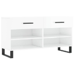 Panca Porta Scarpe Bianco Lucido 102x35x55 cm Legno Multistrato