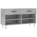 Panca Porta Scarpe Grigio Cemento 102x35x55cm Legno Multistrato