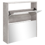 Scarpiera con Specchio a 2 Livelli Grigio cemento 63x17x67 cm