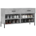 Panca Porta Scarpe Grigio Cemento 102x35x55cm Legno Multistrato