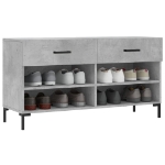 Panca Porta Scarpe Grigio Cemento 102x35x55cm Legno Multistrato