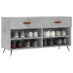 Panca Porta Scarpe Grigio Cemento 102x35x55cm Legno Multistrato