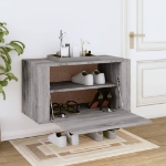 Scarpiera a Muro Grigio Sonoma 70x35x38 cm Legno Massello Pino