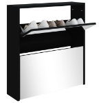 Scarpiera con Specchio a 2 Livelli Nera 63x17x67 cm