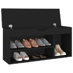 Panca Porta Scarpe con Cuscino Nera 104x30x49cm Multistrato