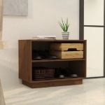 Scarpiera Marrone Miele 60x34x45 cm in Legno Massello di Pino