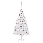 Albero di Natale Preilluminato con Palline Bianco 150 cm PVC