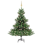 Albero Natale Artificiale Nordmann con LED Palline Verde 120 cm