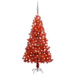 Albero di Natale Preilluminato con Palline Rosso 150 cm PVC