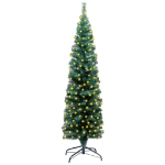 Albero di Natale Sottile Preilluminato con Supporto Verde 120cm