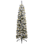 Albero di Natale Sottile con Neve Fioccata Verde 120 cm PVC