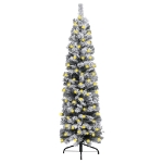 Albero di Natale Sottile con Neve Fioccata Verde 180 cm PVC