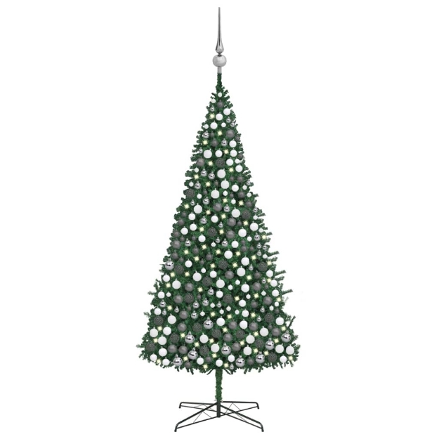 Albero di Natale Preilluminato con Palline e LED Verde 400 cm