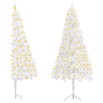 Albero di Natale per Angolo Preilluminato Bianco 240 cm PVC