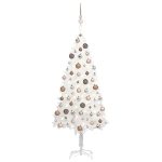 Albero di Natale Preilluminato con Palline Bianco 120 cm