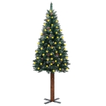 Albero di Natale Sottile con Legno Vero e Neve Verde 180 cm