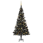 Albero di Natale Preilluminato con Palline Nero 240 cm PVC