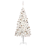 Albero di Natale Preilluminato con Palline Bianco 210 cm