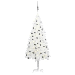 Albero di Natale Preilluminato con Palline Bianco 120 cm