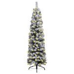 Albero di Natale Sottile con Neve Fioccata Verde 240 cm PVC