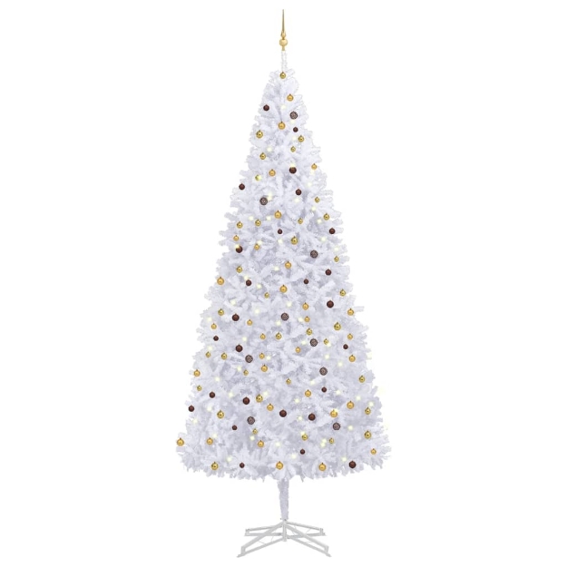 Albero di Natale Preilluminato con Palline Bianco 500 cm