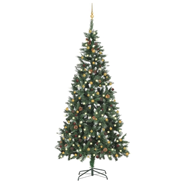 Albero di Natale Preilluminato con Palline 210 cm